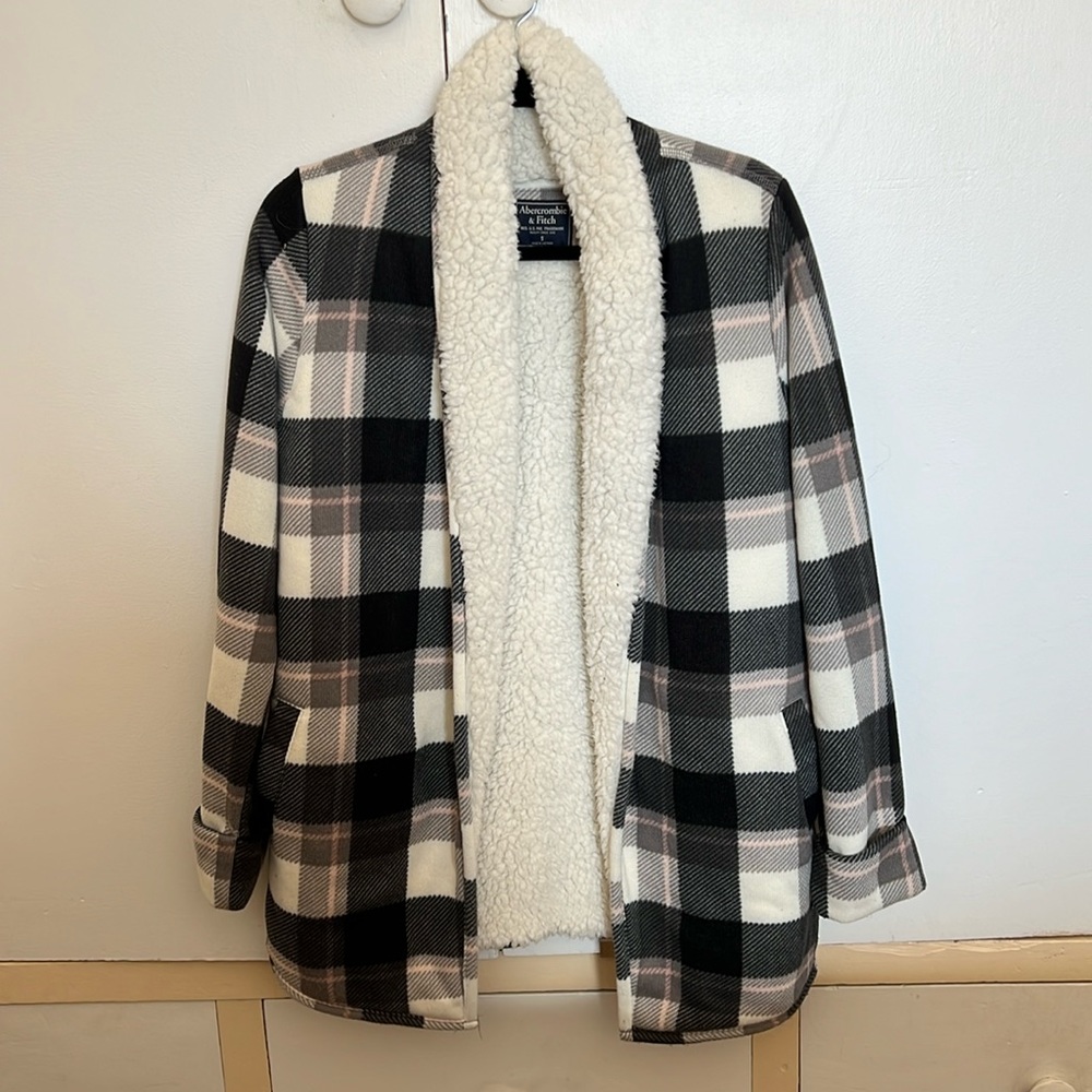Fleece Plaid Abercrombie & Fitch Cardigan